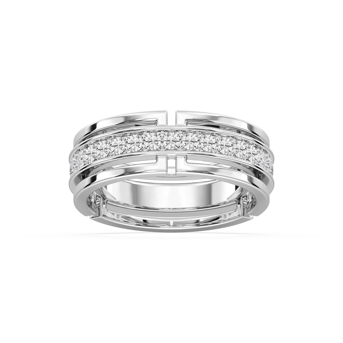 Sandy 7/8 ctw Round LGD Wide Pave Eternity Band - 18K White Gold