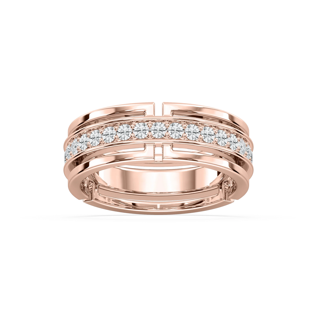Sandy 7/8 ctw Round LGD Wide Pave Eternity Band - 18K Rose Gold
