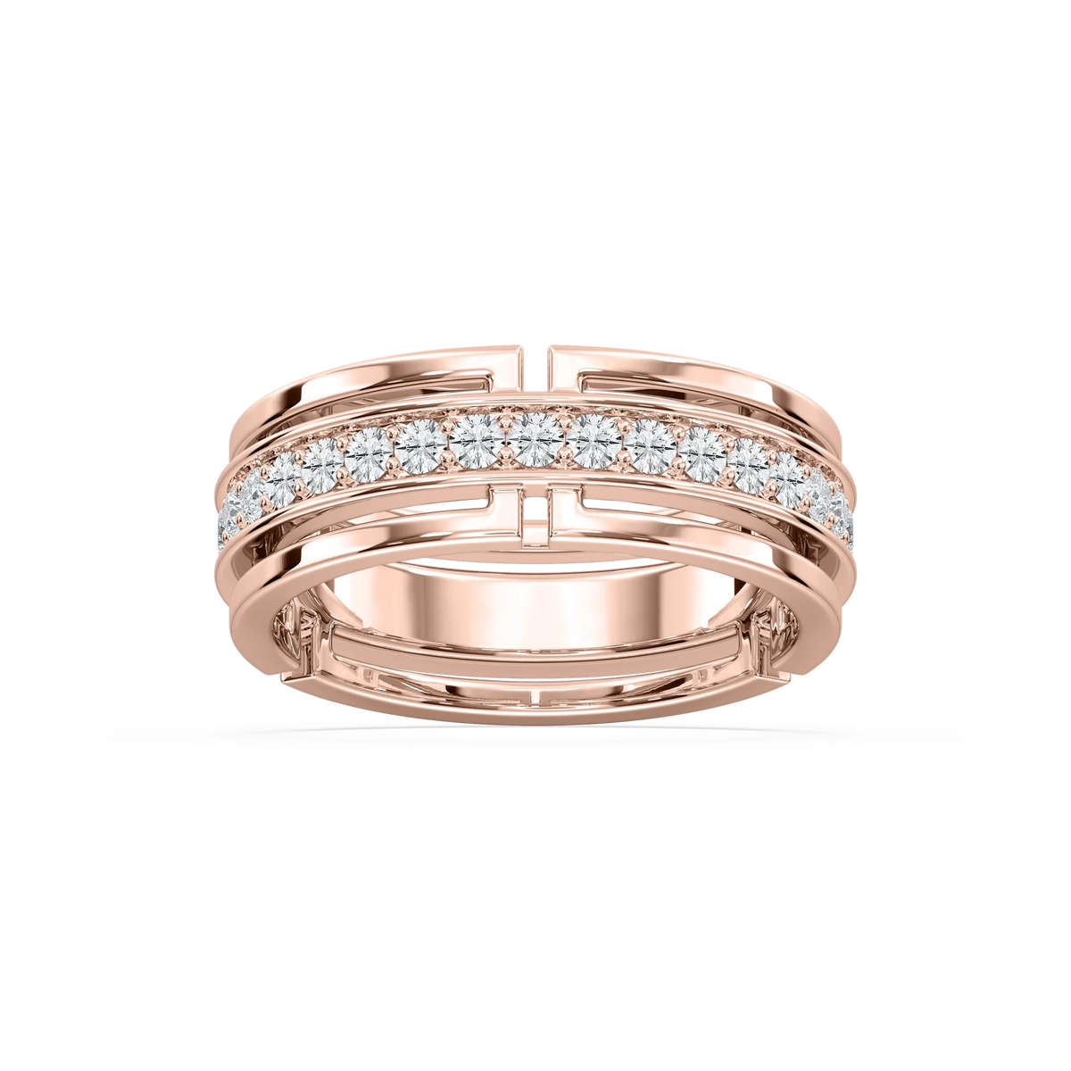 Sandy 7/8 ctw Round LGD Wide Pave Eternity Band - 18K Rose Gold