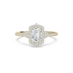 Yara 1 ²⁄₅ ctw Emerald LGD Channel Set Halo Engagement Ring - 14K Yellow Gold / F-VS2