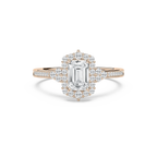 Yara 1 ²⁄₅ ctw Emerald LGD Channel Set Halo Engagement Ring - 14K Rose Gold / F-VS2