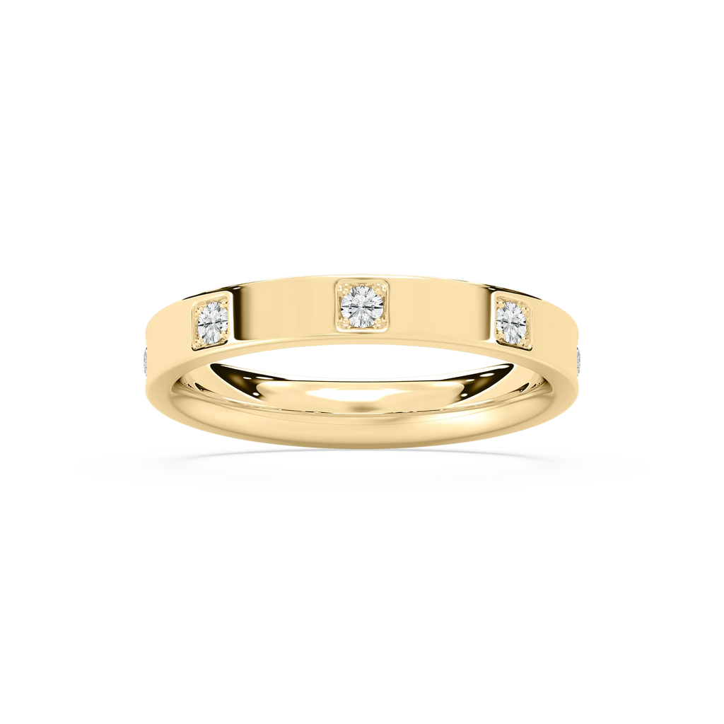 Zara 1/4 ctw Round LGD Bezel Set Station Wedding Band - 14K Yellow Gold