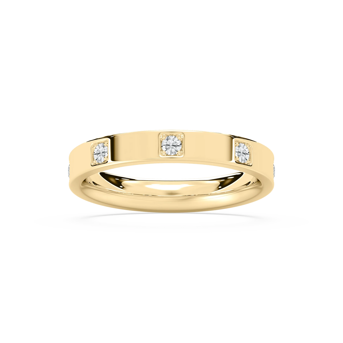 Zara 1/4 ctw Round LGD Bezel Set Station Wedding Band - 14K Yellow Gold