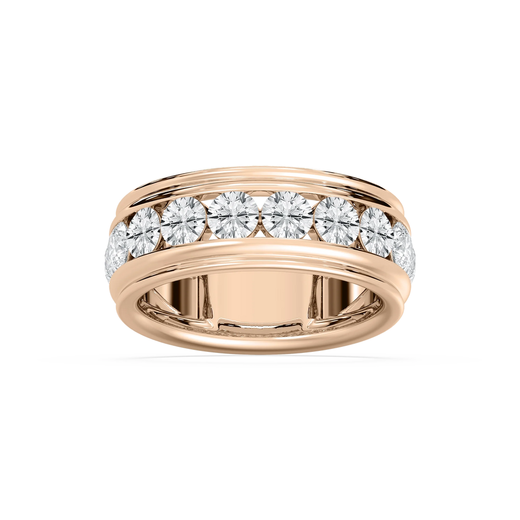 Zion 2 ctw Round LGD 7.85mm Channel Mens Wedding Band - 14K Rose Gold