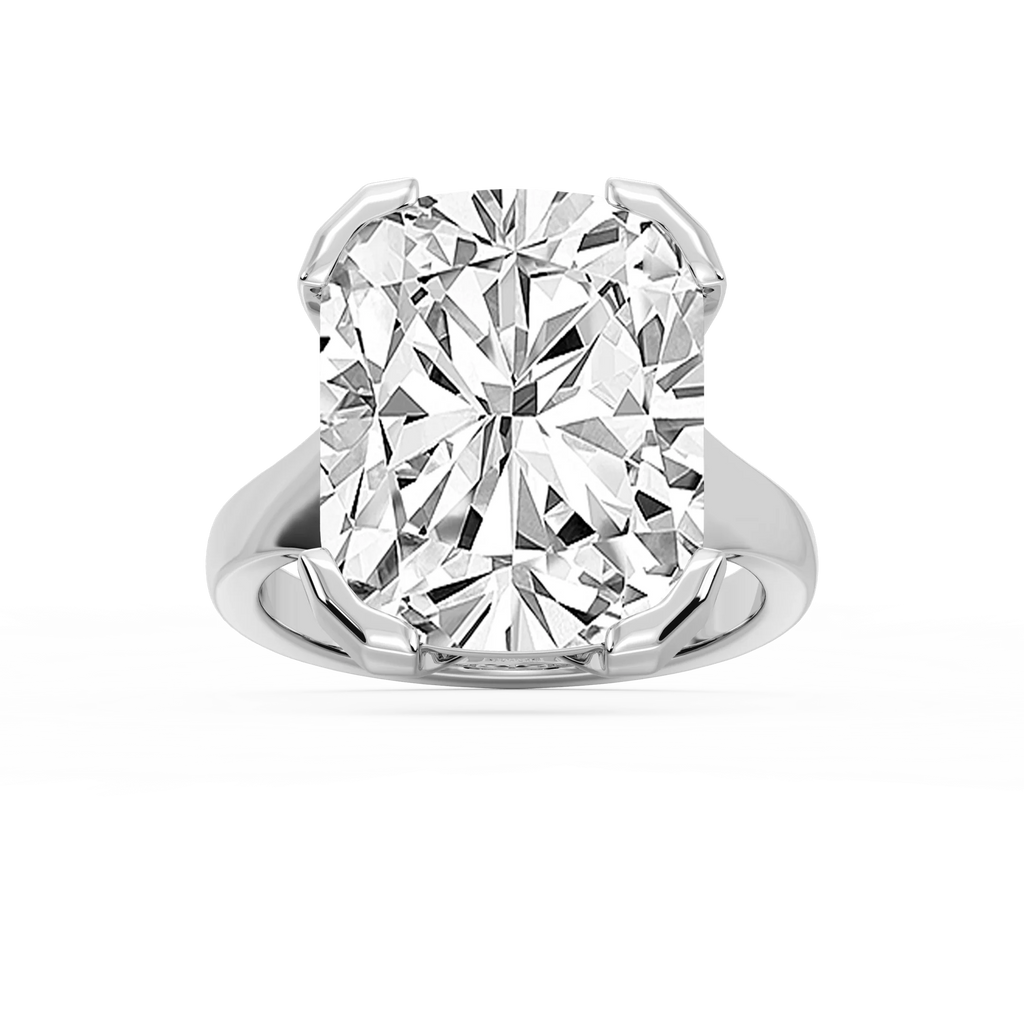 Zoe 16 ctw Elongated Cushion LGD Bezel Prong Side Stone Engagement Ring - Signature Collection - 14K White Gold