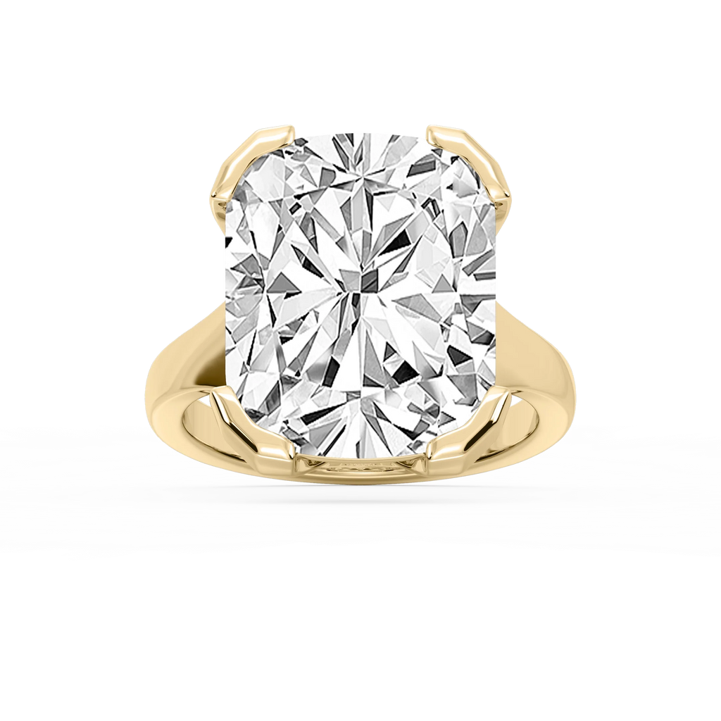 Zoe 16 ctw Elongated Cushion LGD Bezel Prong Side Stone Engagement Ring - Signature Collection - 14K Yellow Gold