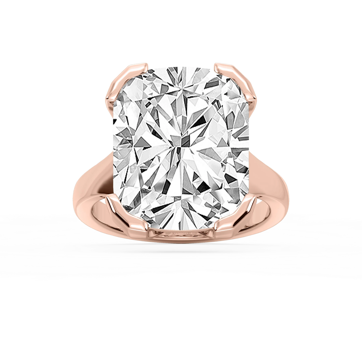 Zoe 16 ctw Elongated Cushion LGD Bezel Prong Side Stone Engagement Ring - Signature Collection - 14K Rose Gold