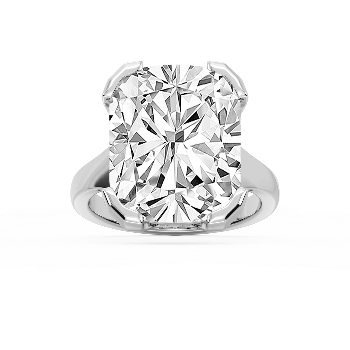 Zoe 16 ctw Elongated Cushion LGD Bezel Prong Side Stone Engagement Ring - Signature Collection - 18K White Gold