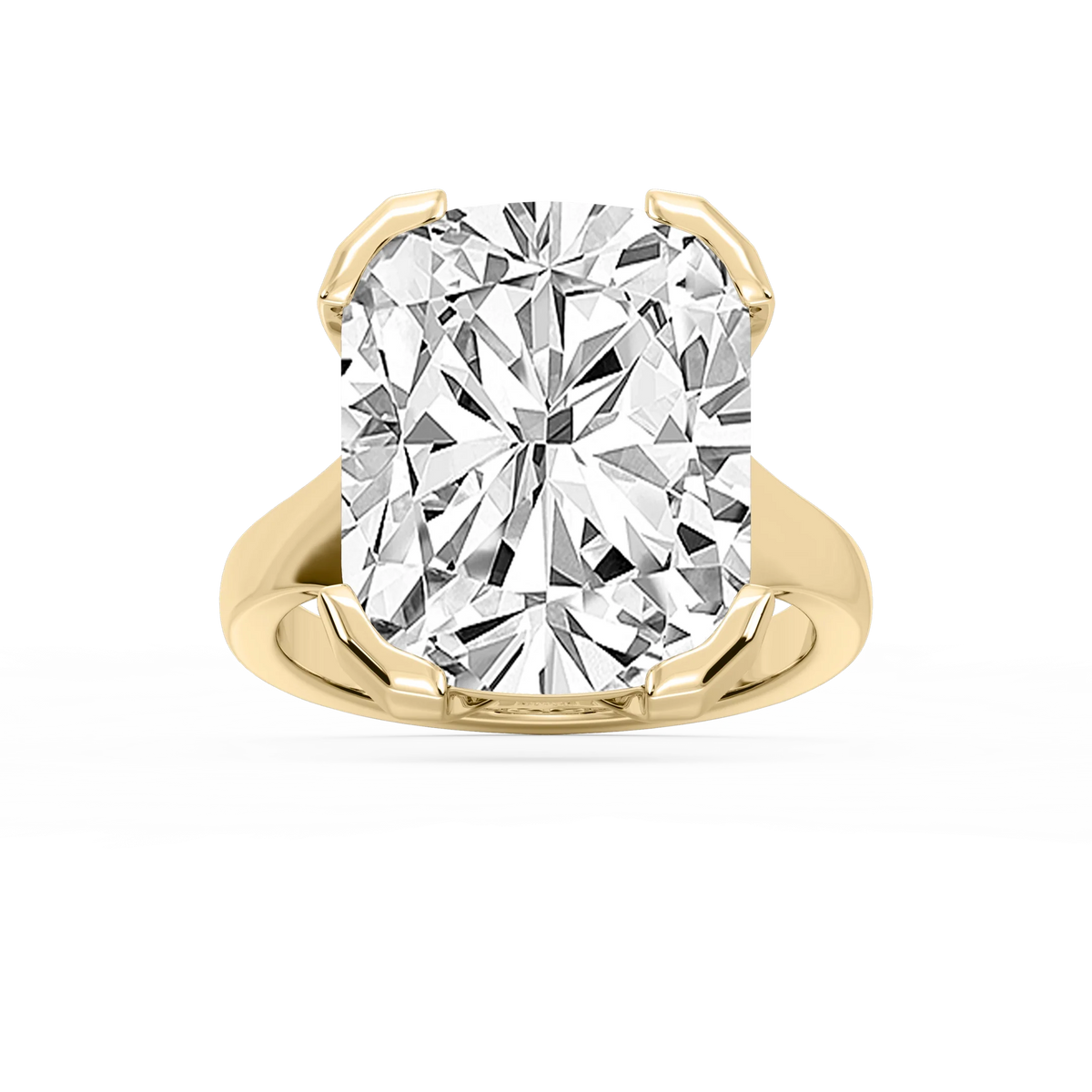 Zoe 16 ctw Elongated Cushion LGD Bezel Prong Side Stone Engagement Ring - Signature Collection - 18K Yellow Gold