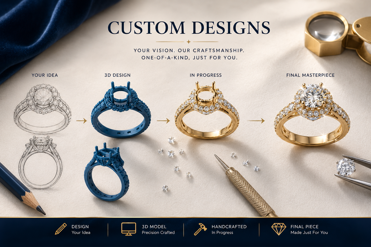 Custom jewelry design by Yuga Diamonds